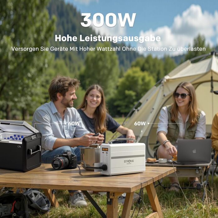 Портативна електростанція STRONG P300, акумулятор LiFePO4 ємністю 307,2 Втгод, сонячний генератор 300 Вт, технологія MPPT, захист BMS, QC3.0 та PD 30 Вт, ідеально підходить для кемпінгу, подорожей та надзвичайних ситуацій на свіжому повітрі. P300 307,2 Вт