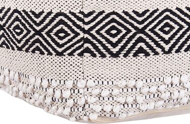 Кремово-білий пуф, 50 x 50 см, бавовна в стилі бохо, ретро декоративні елементи, Канам