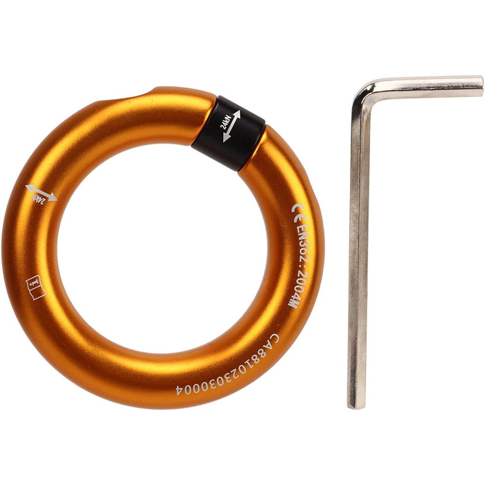 Алюмінієве кільце для спуску Fockety 24 KN, натяжне кільце 2,75 дюйма, з&39єднувальне кільце з отвором 0,47 дюйма, з&39єднувач для мотузки для рятувальників, будівельників, рятувальних робіт, килимок для слеклайну, золотистий