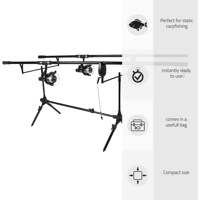 Набір для лову коропа - Повний комплект рибальського спорядження для коропових рибалок - Вудка, котушка, сигналізатор клювання, свінгер та багато іншого - Високоякісний набір для початківців та експертів - У комплекті стандартний кейс на 2 вудки