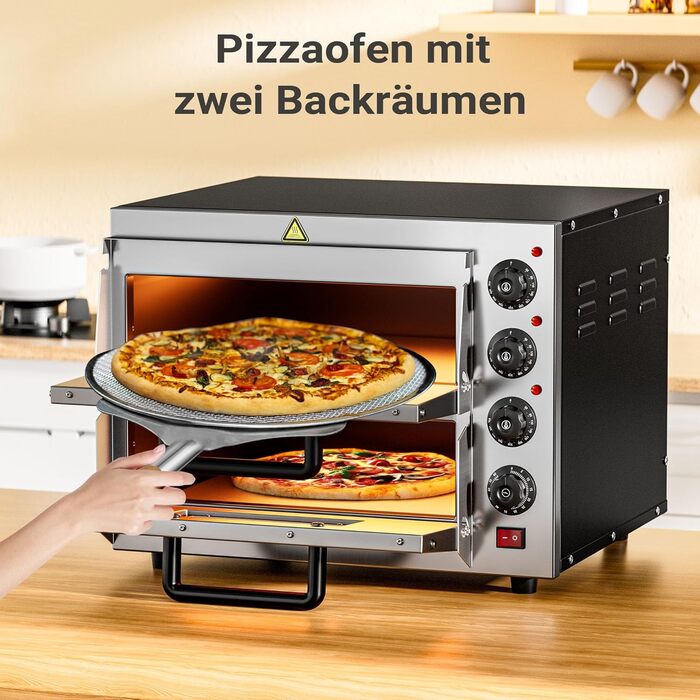 Ярусна піч для піци 3000 Вт з кордієритовим каменем для піци, як кам'яна піч, піч для піци, 2-