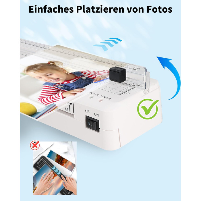 Ламінатор, ламінатор А4 зі швидким прогріванням, ламінатори А4/А5/А6 80-125 мікрон з вбудованим різаком для дому, офісу, школи, фотографії А4 10 шт.