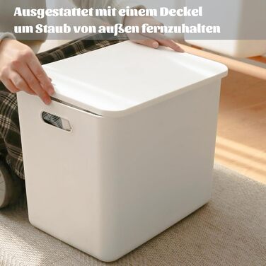 Л 25 л, 6 великих пластикових білих контейнерів для зберігання, кошики, скриня для іграшок з кришкою та ручкою, контейнер-органайзер для дітей, дитячої кімнати, полиць, ігрової кімнати, спальні, офісу, шафи, дому (4XL 2 л), білий колір, 4 XL 2 л, 12