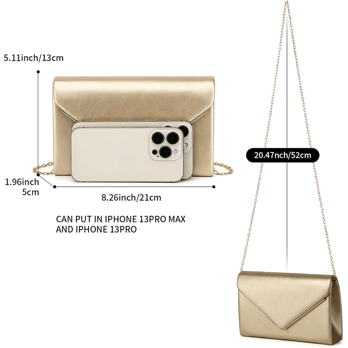 Елегантна клатч-конверт Labair з екошкіри для жінок вечірня сумочка на весілля, урочисті події. Золотий колір