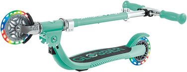 Дитячий самокат Globber Flow Foldable Junior Lights складаний, з підсвічуванням коліс та регульованим кермом, від 3 років, м'ятний
