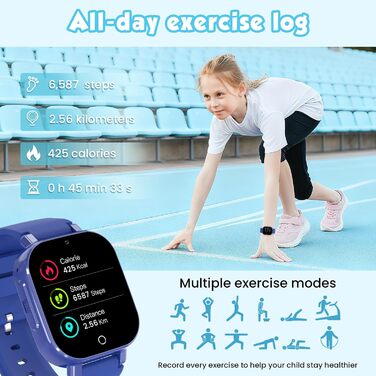 Розумний годинник 4G для дітей з GPS, дитячий годинник з телефоном, відеодзвінками та голосовим чатом, Wi-Fi, SOS, крокомір, будильник, ігри, дитячий подарунковий наручний годинник для дівчаток та хлопчиків віком від 4 років, синій