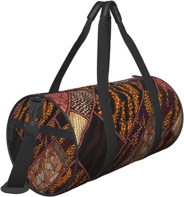 Спортивна сумка, дорожня сумка, в африканському стилі, з принтом печворк, сумка на нічліг, чорна, універсальний розмір, сумка для подорожей
