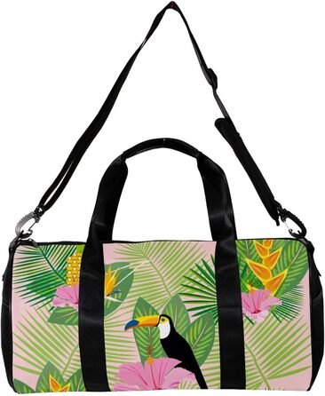 Спортивна сумка, маленька дорожня сумка, сумка для йоги, з тропічним малюнком (пальми, фрукти, квіти), сумка для фітнесу на відкритому повітрі, ручна поклажа