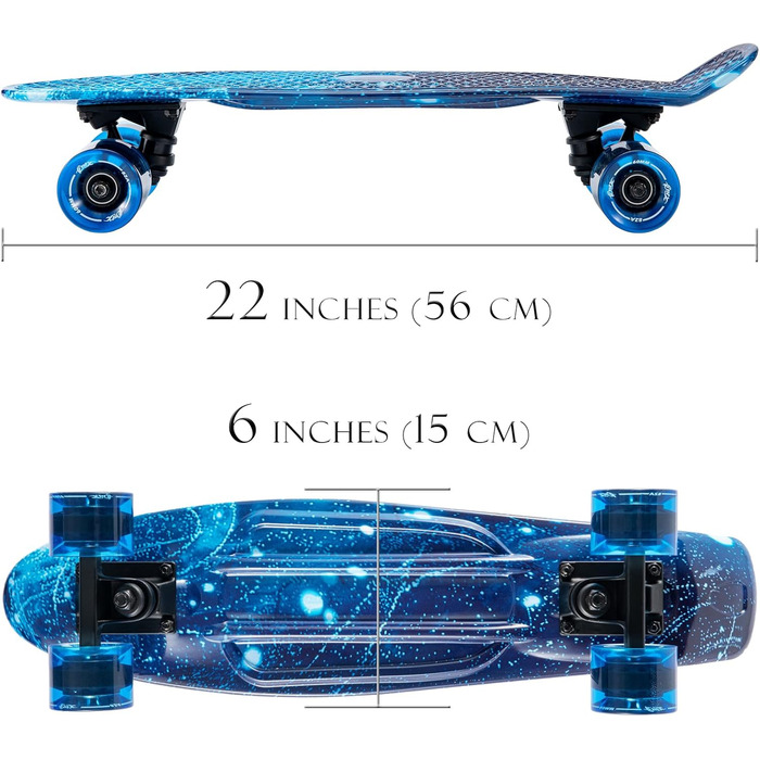 Дошка Arrow Board - скейтборд 22, 27, 31 дюймів, скейтборди серії KMX, підходять для початківців, дітей та підлітків, ідеально підходять для круїзу та базових трюків, подарунковий набір 22 Galaxy у класичному стилі