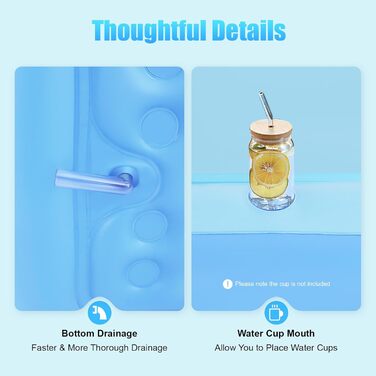 Надувна ванна для дорослих, надувна ванна з портативною функцією складання, повітряний спа-центр з нековзною поверхнею, ванна для внутрішнього та зовнішнього використання для сімейної ванної кімнати або спа-центру, синій колір