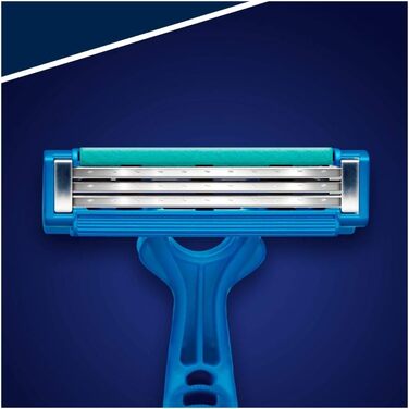 Проста одноразова бритва Gillette Blue3 для чоловіків, 8 бритв із 3 лезами, волога бритва з фіксованим лезом, зволожуюча смужка