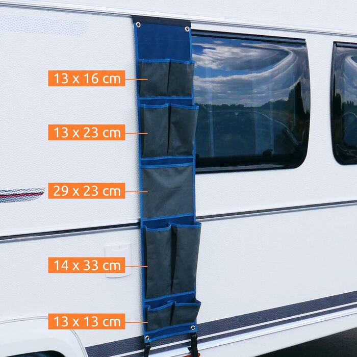 Кишеня для органайзера GEAR Caravan - Підвісна полиця для намету, тенту, каравану 140 х 30 см, 9 відділень