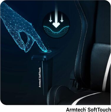 Геймерське крісло Diablo X-One 2.0, Геймерське крісло, Офісне крісло, Настільне крісло, Регульовані підлокітники, Ергономічний дизайн, Подушка для шиї/попереку, Функція гойдання, Чорний/Білий, Стандартний (L)