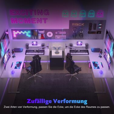 Г-подібний ігровий стіл Devoko з підставкою для монітора, кутовий стіл для геймерів, великий комп&39ютерний стіл для ПК, 150 x 130 см, вуглецеве волокно білого кольору