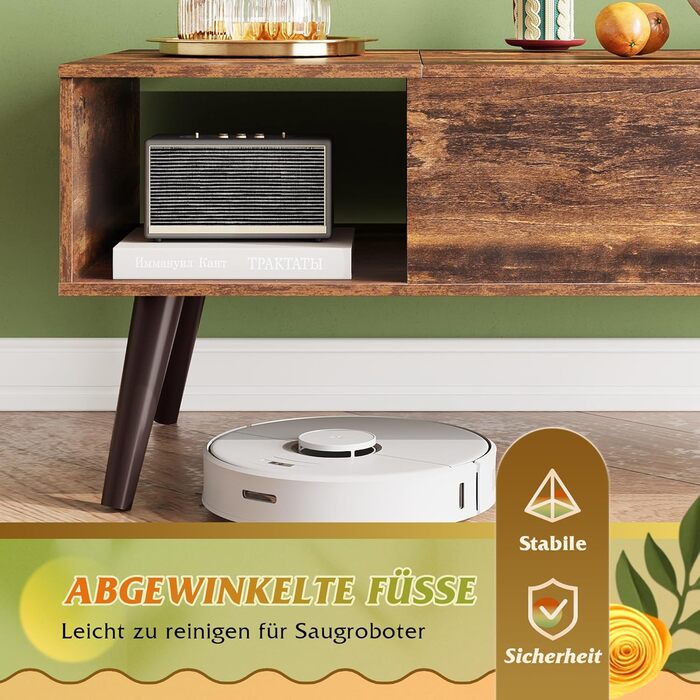 Журнальний столик WLIVE з регульованою висотою та місцем для зберігання, стіл для вітальні з висувною стільницею та відкритими відділеннями, прямокутний журнальний столик для вітальні, рустикальний коричневий