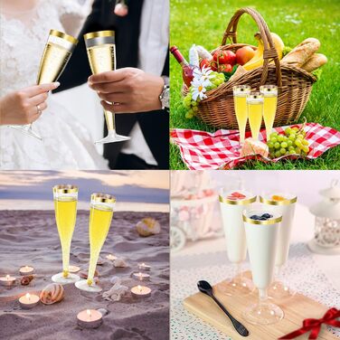 Набір келихів для шампанського LStex 60 шт. пластикові з золотим блиском Набір келихів для вина Підходить для весільних вечірок та