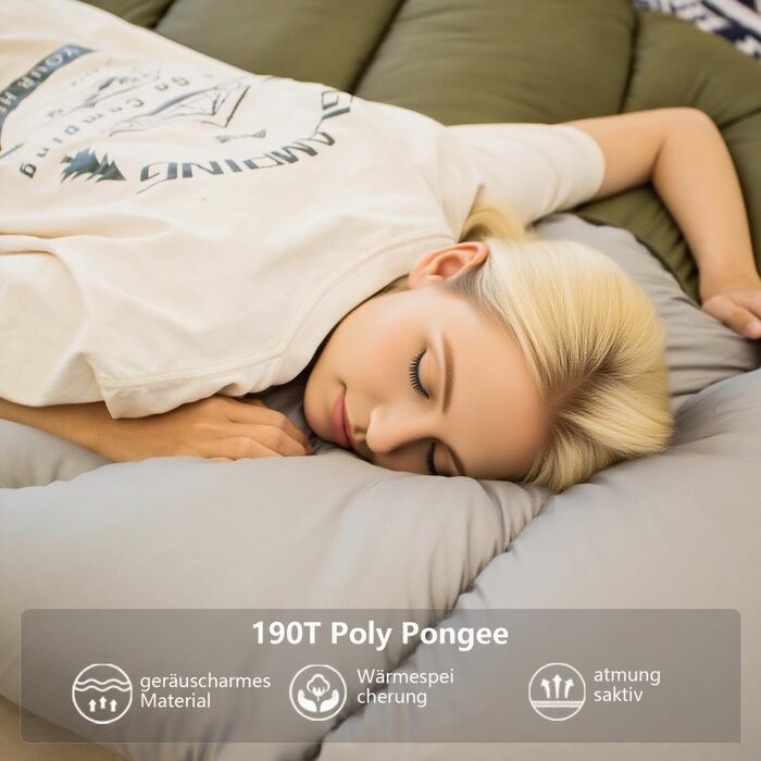 Спальний мішок BISINNA для дорослих, кемпінг, графеновий поліестер, тихий - водовідштовхувальний, дихаючий - 220x90 см на 4 сезони (1,8 кг/2,5 кг)