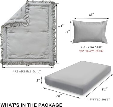 Комплект постільної білизни для дитячого ліжечка з 3 предметів, стьобаний, з простирадлом і подушкою - мила постільна білизна з рю