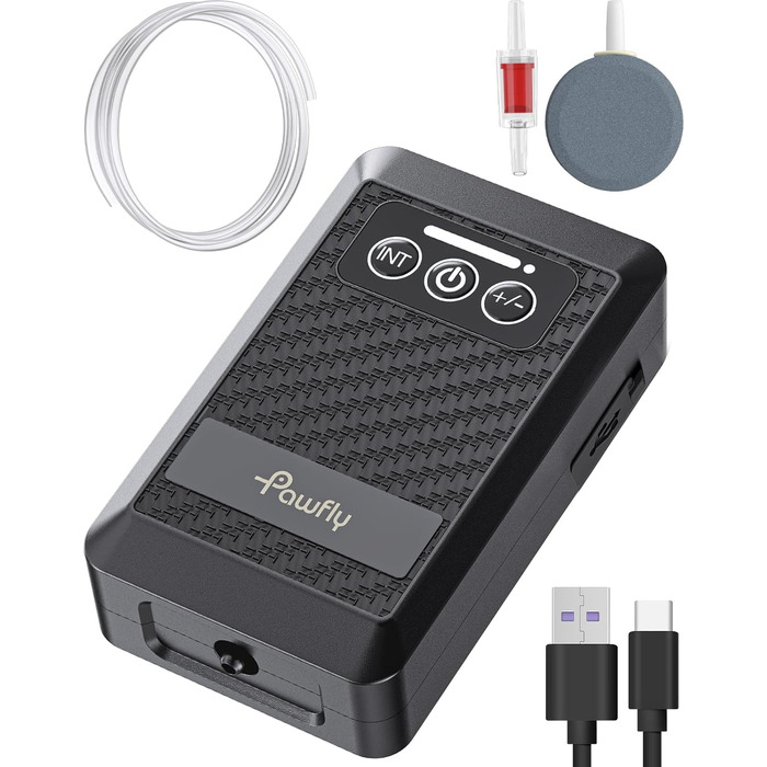 Акваріумний повітряний насос Pawfly з літієвою батареєю, USB-акумулятор, кисневий насос для акваріума 20-500 л, портативний тихий аератор для живої приманки для риболовлі на свіжому повітрі та відключення електроенергії