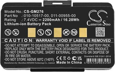 Акумулятор TCTK 2200 мАг, сумісний з Garmin 010-00543-00, 100054300, 3580100054300, EGM478, GPSMAP 276, GPSMAP 276c, 296, 376C, 378, 478, 495, GPSMAP478 Ersetz FBA