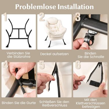 Крісло COSTWAY з підставкою для ніг, відкидне крісло з підлокітниками, бічною кишенею та підставкою для ніг, крісло для відпочинку, крісло для телевізора, крісло з відкидною спинкою для вітальні, спальні, офісу (бежевий) бежевий з підставкою для ніг