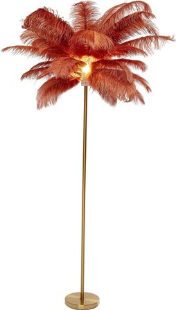 Підлоговий світильник Kare Design Feather Palm Rusty, червоний, 165 см, декоративна лампа для вітальні (лампа не входить у комплект)