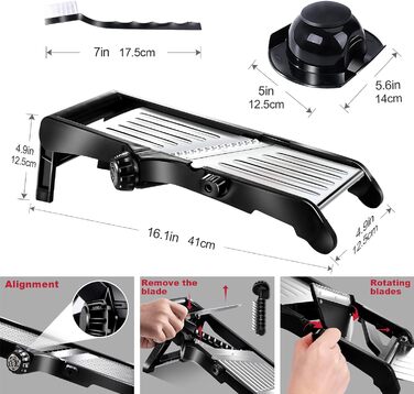 Овочерізка Masthome Mandolin, кухонний різак для нарізання 10 в 1 з лезами з нержавіючої сталі, багатофункціональний овочевий слай
