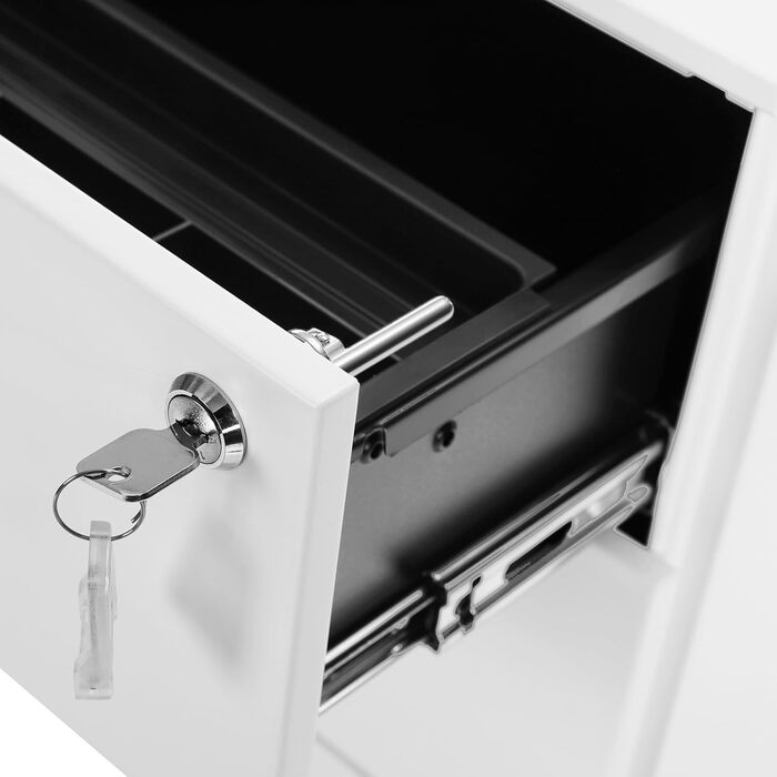 Шафа з шухлядами, контейнер на колесах, мобільна шафа для документів, металева шафа, стіл для принтера, що замикається, 3 шухляди, попередньо зібраний, офіс, домашній офіс, 45 x 39 x 54 см, хмарно-білий OFC63WT 3 полиці (45Г x 39Ш x 54В см) хмарно-білий