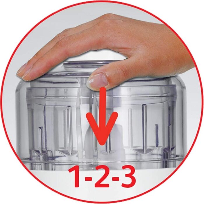 Електричний подрібнювач, 1000 Вт, 500 мл, відсік для зберігання кабелю, 4 функції дроблення, змішування, змішування, подрібнення, DPA130, білий одинарний