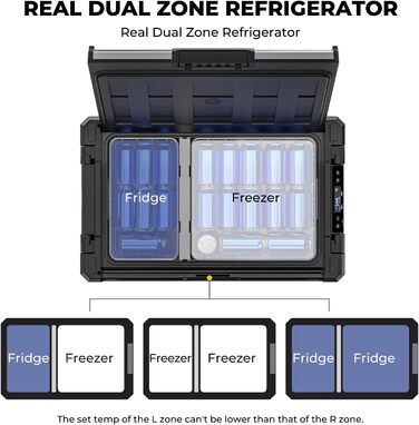 Компресорний автохолодильник BougeRV Rocky 65L з морозильною камерою металевий корпус APP управління, знімна перегородка, двозонне