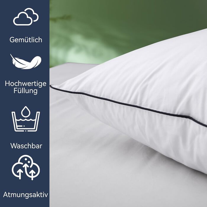 Преміальна подушка 80x80 см, 100 натуральний пух та пір&39я, ергономічно оптимізована 3-камерна подушка для підтримки шиї, подушка середньої жорсткості, медично протестована, сертифікована Oeko-Tex, 80x80 см