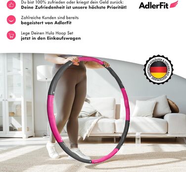 Хула-хуп AdlerFit для дорослих та дітей для схуднення 1,2 кг - діаметр до 100 см - Хула-хуп для початківців, досвідчених та професіоналів - для інтенсивних тренувань - фітнес-хуп