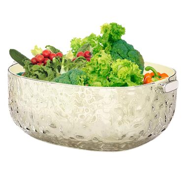 Умивальник Багатофункціональний двошаровий кошик - І мийка для овочів - Для дому, пікніка, кемпінгу, холодильника, як перекус для ягід, таких як полуниця, кавуни та помідори.