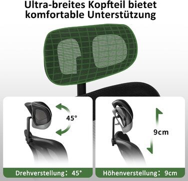 Офісний стілець Devoko, ергономічний стілець з поперековою підтримкою, регульовані підлокітники, комп'ютерний стілець, що регулюєт