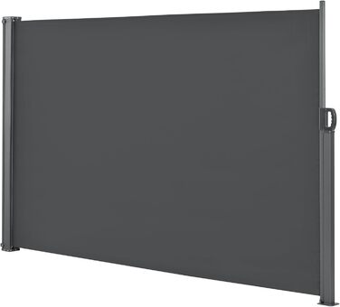 Розсувна бічна тентова перегородка pro.tec Mulhacn для балкону, 160 x 300 см, тентова перегородка для свердління, захист від вітру для тераси з металевим каркасом, сірий сірий 160 x 300 см