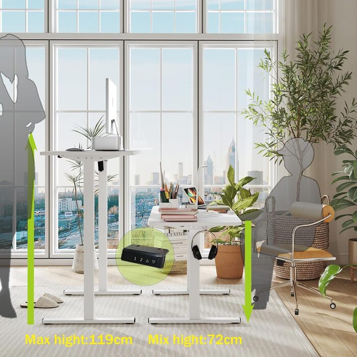 Ігровий стіл з регульованою висотою, комп&39ютерний стіл з регульованою висотою та акумуляторним USB-двигуном, стіл з електричним регулюванням висоти, сучасний дизайн столу для роботи стоячи 120 x 60 x 72-119 см