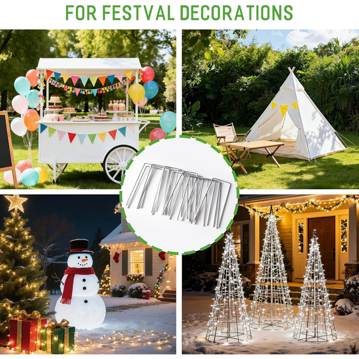 Скоби для ландшафтного дизайну Zevlux Garden Staples 4 дюйми 50 шт. Оцинковані міцні штирі для дерну, антикорозійні кілки для огорожі з тканини для захисту від бур&39янів, ґрунтопокривних рослин, зрошувальних труб, 12 калібр, 50 шт. 50 10,2 см