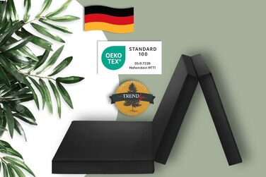 Гостьовий матрац Badenia Trendline, 3-секційний розкладний матрац із міцним чохлом з мікрофібри, сертифікований Oeko-Tex, виготовлений за німецькими стандартами якості, 190 x 60 см, чорний