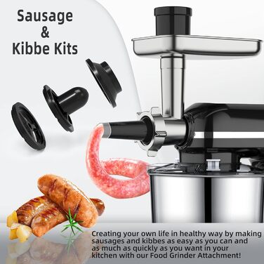 Кухонний комбайн Homlee 3 в 1 Багатофункціональна тістомісильна машина 1800 Вт 6-рівневий блендер, з м'ясорубкою, соковижималкою 1,5 л, чашею з нержавіючої сталі 5,5 л Тістоміс чорний