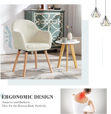 Обідні стільці WOLTU, комплект з , для спальні, кухні, вітальні, м&39які кухонні стільці, сучасні, з підлокітниками, ніжки з масиву дерева, вельветове сидіння, кремово-білий колір, комплект з