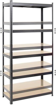 Міцний стелаж Gorilla ВxШxГ 180x90x40 см Вантажопідйомність полиці 175 кг Чорний Стелаж для гаража, стелаж для підвалу, стелаж для майстерні, стелаж для зберігання, стелаж без ригелів, 2 шт. ВxШxГ 180x90x40 см, чорний, 2 шт.