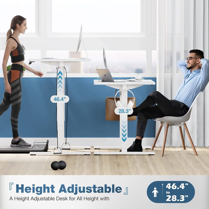 Електричний стіл Sweetcrispy для роботи стоячи, регульована висота, 101,6 x 61 см, стіл для роботи сидячи/стоячи, домашній офіс, комп&39ютерна робоча станція, ПК-стіл з 3 слотами пам&39яті, попередньо встановлена зрощена дерев&39яна дошка, металевий карка