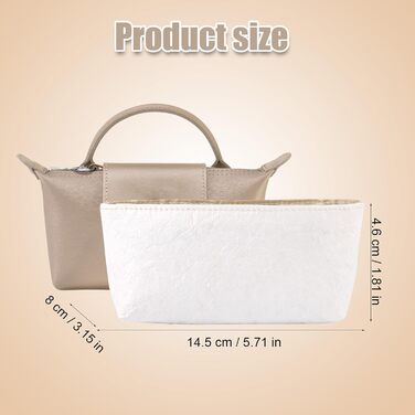 Організатор для сумок для міні-сумки Longchamp, біла вставка для сумок, підкладка для зберігання сумок, на блискавці, що не випада