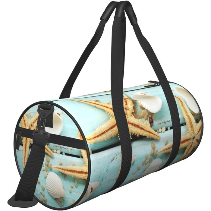 Дорожня сумка-циліндр Морська хвиля, блакитне дерево на пляжному пейзажі, спортивна сумка для чоловіків та жінок, сумка-мішок, спортивна дорожня сумка