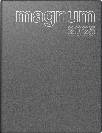 Книжковий календар rido/id модель Magnum (2025), 2 сторінки 1 тиждень, 183 240 мм, 144 сторінки, пластикова обкладинка Reflection, сірий