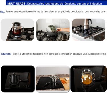 Індукційний адаптер ComwithSafe, 24 см, зі знімною ручкою, ізольований, не змінює колір після використання, нагрівальний колектор з високотемпературним покриттям, чорний - диск індукційного/газового реле