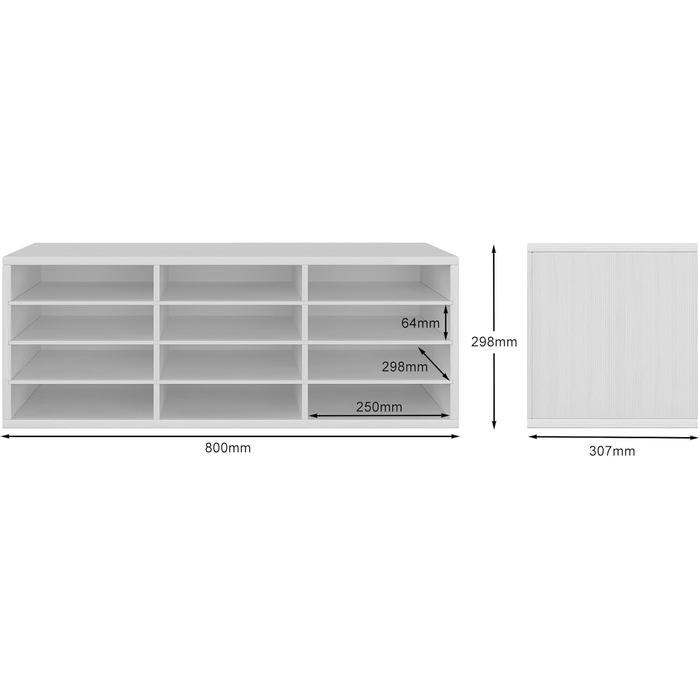 Дерев&39яний органайзер для офісного столу EasyPAG з 12 відділеннями, формат А4, тримач для документів, лоток для файлів, тримач для журналів, лоток для листів, органайзер для паперу та журналів, білий 80 x 30,7 x 29,8 см