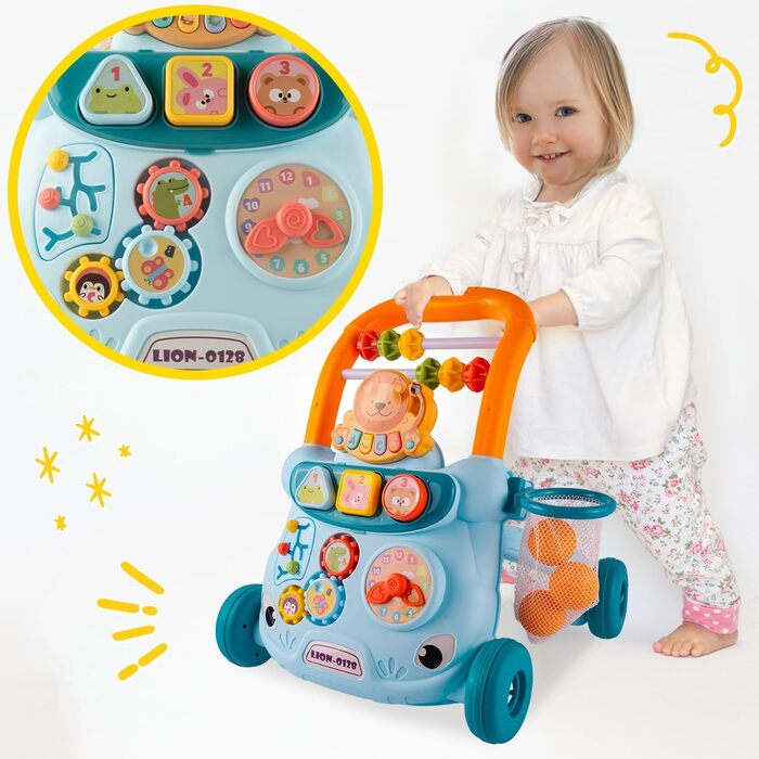 Дитячі ходунки MalPlay, іграшкові ходунки, багатофункціональна іграшка для малюків, іграшкові ходунки для дітей, музичні ходунки для активності