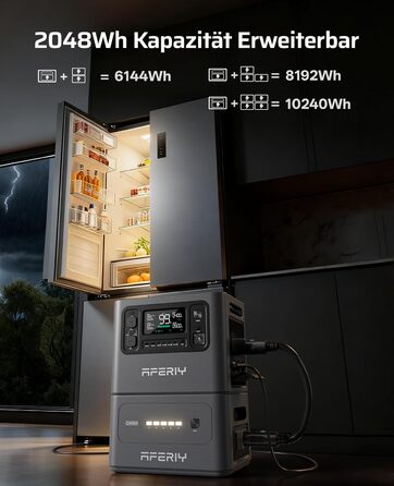 Комплект електростанції AFERIY 2800 Вт, 2048 Втгод, зарядний пристрій DC060 580 Вт постійного струму, швидка зарядка 45 хв, 13 виходів, чиста синусоїда 230 В, ДБЖ, сонячний генератор для кемпінгу/домашнього офісу, 2025, новий P280DC60