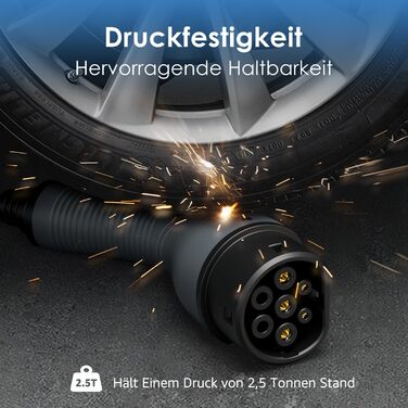 Зарядний кабель bokman тип 2 з вилкою CEE, 5 метрів 6-16А 11кВт 3-фазний IP65 водонепроникний, портативний зарядний пристрій для е